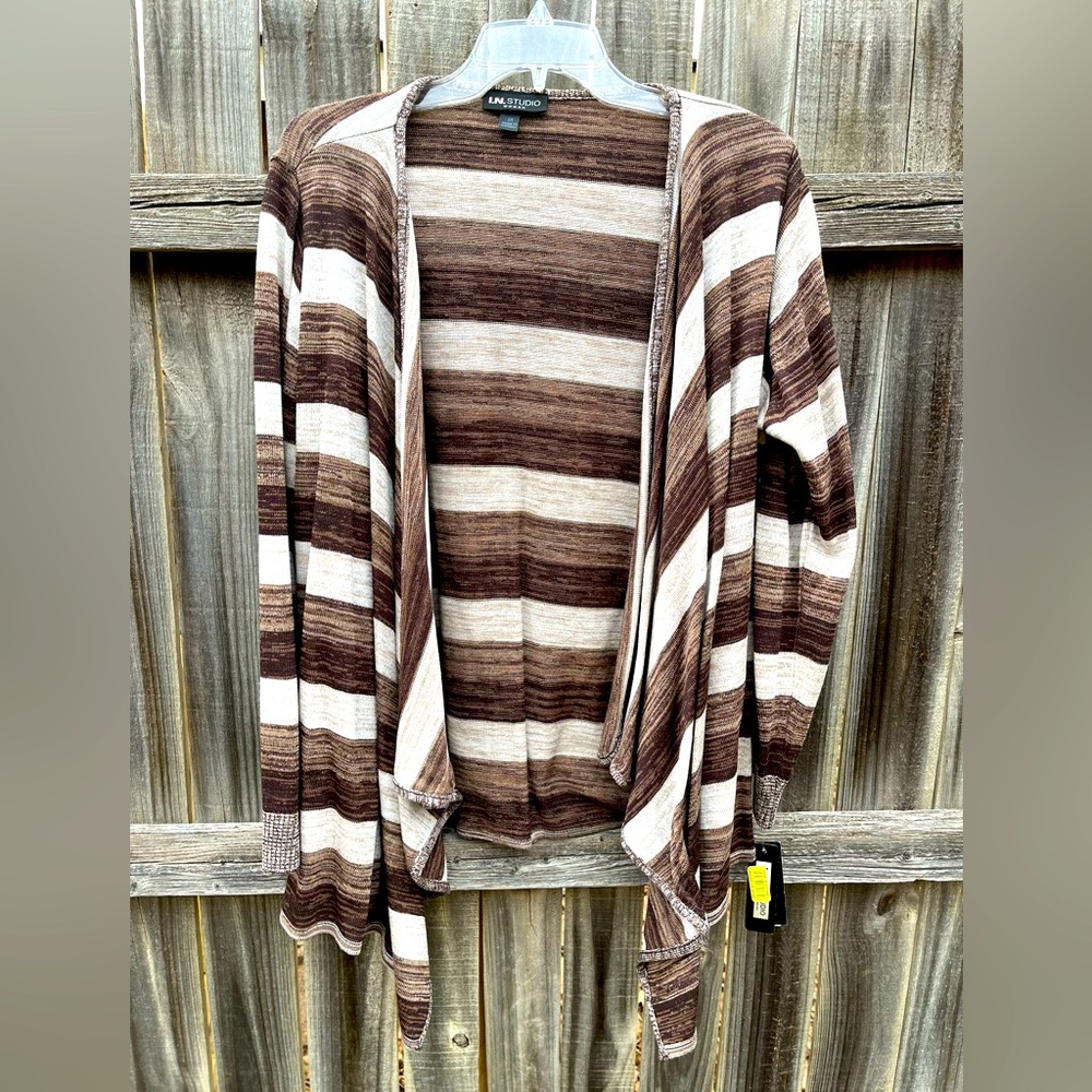 I.N. Studio Cárdigan Sweater - Brown/Cream